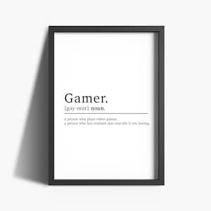Gamer Definition Digital Print | A3 | Gamer Print | Gaming Wall Art | Gamer Gift | Boys Bedroom Decor | Gaming Poster | Downloadable