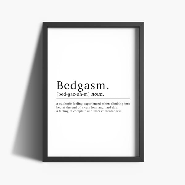 Bedroom Decor Bedgasm Definition Print | Bedroom Prints | Bedroom Wall Art | Home Decor | Black And White Bedroom Accessories | For Bedroom