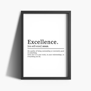 Inspirational Quote Prints | Excellence Definition | Office Wall Art | Office Prints | Home Décor | Motivational Print | Home Office Decor
