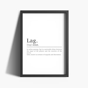 Lag definitie digitale print | A4 | Gamerafdruk | Gaming kunst aan de muur | Gamercadeau | Jongens slaapkamer decor | Gamingposter | Downloadbaar