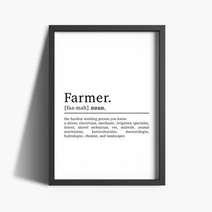 Farmer Gifts | Farmer Definition | Kitchen Print | Farmhouse Decor | Kitchen Wall Art | Gift For Farmer | Home Decor | Farming Gifts For Him