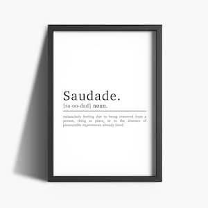 Saudade Definition Wall Print | Bedroom Wall Art | Bedroom Prints | Bedroom Decor | Portuguese Gifts | Portuguese Print | Gift For Friends