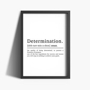 Determination Definition Office Wall Art Motivational Print | Office Print | Inspirational Quotes | Motivational Print | Home Office Decor