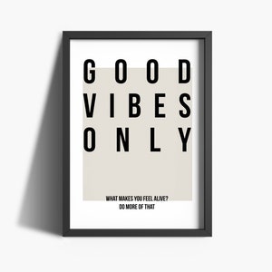 Good Vibes Only Impresión digital / Impresión de dormitorio / Decoración del dormitorio / Cartel de Good Vibes / Descarga digital / Impresiones de citas inspiradoras