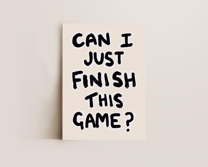 Gaming Poster, Gamer Gift, Hand Drawn Oil Pastel Print Print Only