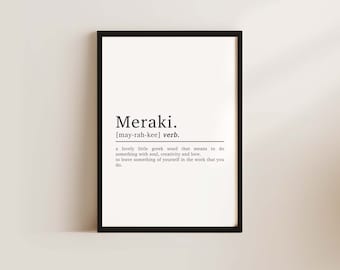 Meraki Definition | Office Wall Art | Home Office Print | Inspirational Quote Prints | Home Décor | Motivational Prints | Home Office Decor