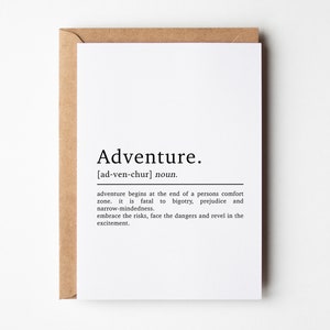 New Adventure Card Adventure Definition Card Travel Card Travel Birthday Card Travelling Card Adventure Card Safe Travels A6 image 1