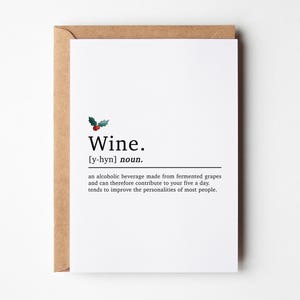 Carte de Noël vin, carte de vin drôle, carte pour meilleure amie, carte de Noël drôle pour elle, carte de Noël pour amateur de vin, Noël d'un ami
