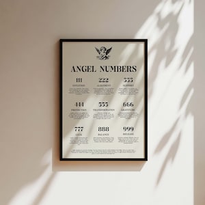Bedroom Wall Art Angel Numbers Print, Trendy Angel Numbers, Mid Century Modern Art, Bedroom Prints, All Angel Numbers Guide, Spiritual Print