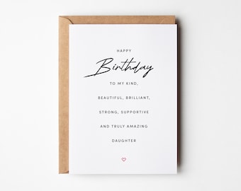Poème de carte d’anniversaire de fille | Cadeau fille | Fille de carte d’anniversaire | Carte d’anniversaire spéciale fille | Carte d'anniversaire pour fille | Pour elle
