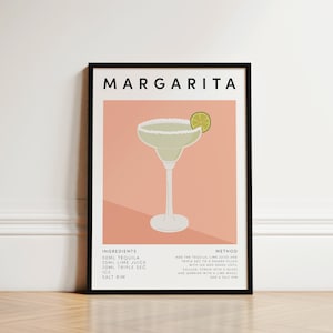 Impresión de margarita, impresión de cóctel, impresión de cocina, póster de margarita, arte mural de cócteles, póster de cócteles, impresión de bebidas, regalos para amantes de los cócteles