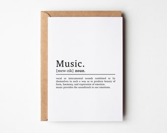 Music Definition Birthday Card | Music Card | Music Birthday Card | Music Themed Card | Music Thank You Card | Musician Birthday Card | A6