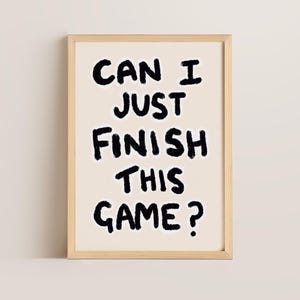 Gaming Poster, Gamer Gift, Hand Drawn Oil Pastel Print Light Oak Frame