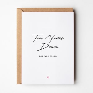 Carte d’anniversaire de 10 ans pour mari | Dix ans plus tard | Carte du 10e anniversaire | Carte d’anniversaire du mari | Cartes d'anniversaire de mariage en étain