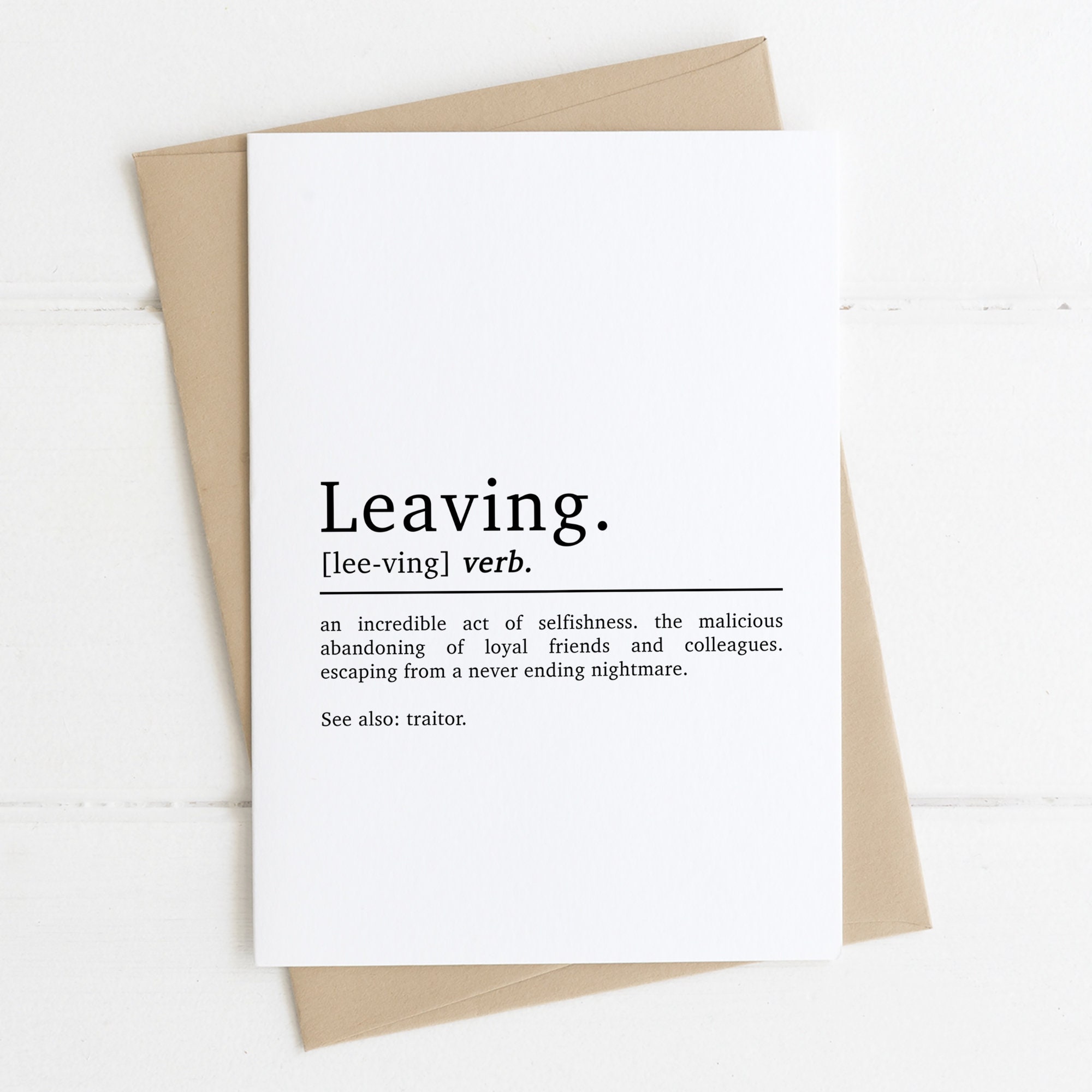 Leaving Definition Card Funny Leaving Card Leaving Card Etsy Uk