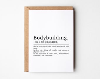 Bodybuilding Definition Gym Birthday Card | Gym Card | Body Building Birthday Card | Card For Bodybuilder | Gym Birthday Cards For Him