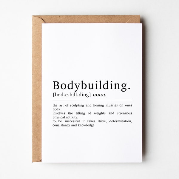 Bodybuilding Definition Gym Birthday Card | Gym Card | Body Building Birthday Card | Card For Bodybuilder | Gym Birthday Cards For Him