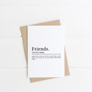 Carte d’anniversaire de définition d’amis | Carte pour Bestie | Carte d’anniversaire d’amitié | Carte d’anniversaire d’amis | Carte de définition du dictionnaire | A6