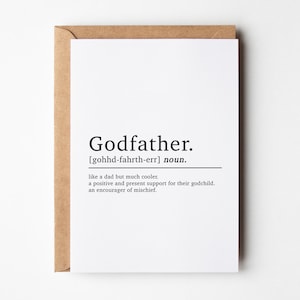Godfather Definition Card, Godfather Card, Card For Godfather, Will You Be Godfather Card, Godparent Card, Godfather Birthday Card For Him image 1