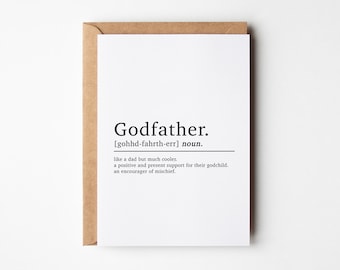 Godfather Definition Card, Godfather Card, Card For Godfather, Will You Be Godfather Card, Godparent Card, Godfather Birthday Card For Him