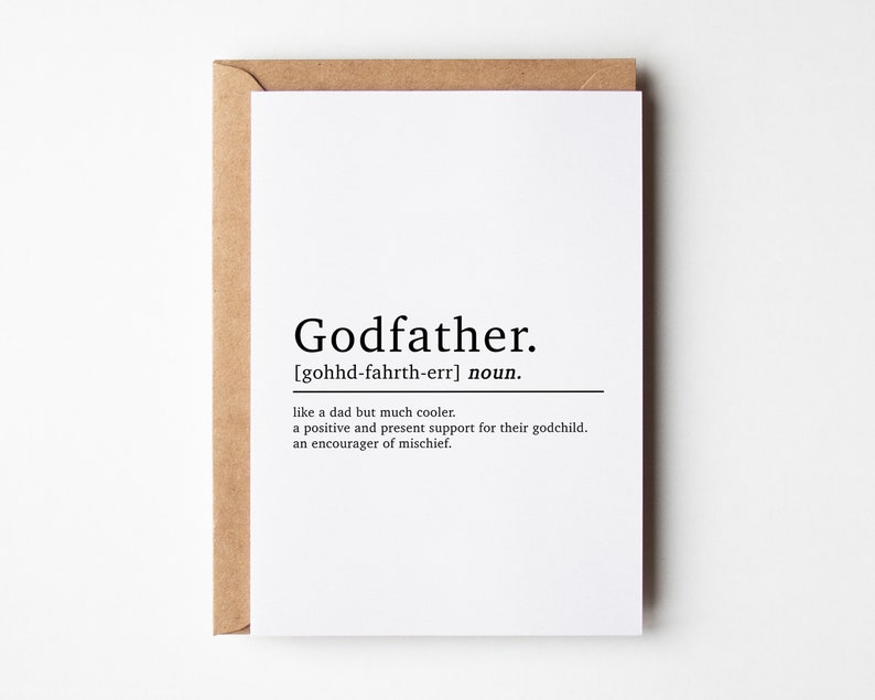 Godfather Definition Card, Godfather Card, Card For Godfather, Will You Be Godfather Card, Godparent Card, Godfather Birthday Card For Him image 1