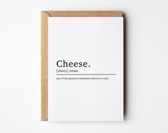 Funny Birthday Card Cheese Definition | For Boyfriend | Birthday Card For Cheese Lover | Cheese And Wine Card | For Girlfriend | A6