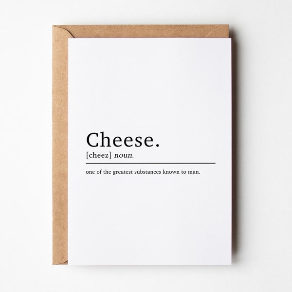Funny Birthday Card Cheese Definition | For Boyfriend | Birthday Card For Cheese Lover | Cheese And Wine Card | For Girlfriend | A6