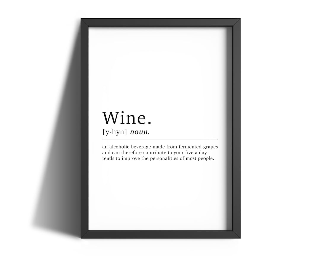 Wine Definition Kitchen Wall Art Print Poster Wine Art Wine Prints Wall