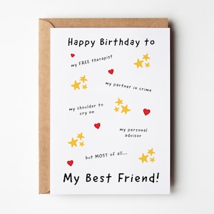 Carte d'anniversaire de mon meilleur ami | Joyeux anniversaire à ma meilleure amie, à mon thérapeute, à mon partenaire criminel, à mon épaule pour pleurer, à mon conseiller personnel