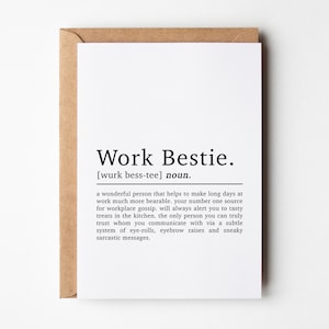 Work Bestie Definition Card Goodbye Coworker Colleague Friendship Leaving Cards For Best Friends