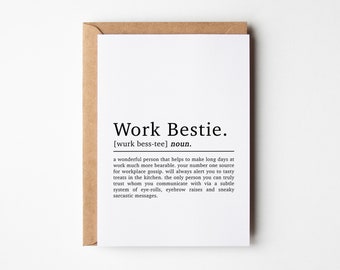 Work Bestie Definition Card Goodbye Coworker Colleague Friendship Leaving Cards For Best Friends
