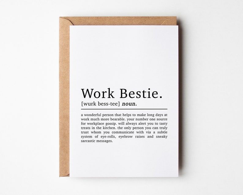 Work Bestie Definition Card Goodbye Coworker Colleague Friendship Leaving Cards For Best Friends image 1