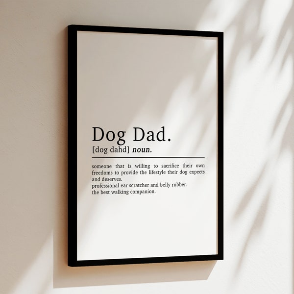 Cadeau impression définition chien papa | Cadeau papa chien | Cadeaux pour propriétaires de chiens | Cadeaux pour chien | Art mural chien | Cadeaux pour lui | Cadeau pour amoureux des chiens | Citation de papa chien