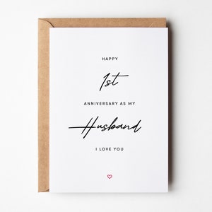 Carte du 1er anniversaire du mari | Carte du premier anniversaire pour le mari | Carte d’anniversaire du mari | Carte d’anniversaire de mon mari | Carte pour lui