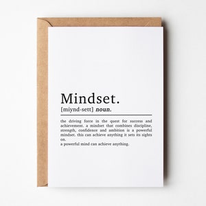 Carte d'inspiration de définition de l'état d'esprit | Nouvelle carte de travail | Carte de motivation | Nouvelle carte de visite | carte d'anniversaire | Carte de positivité | A6