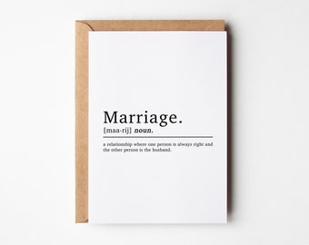 Funny Anniversary Card Marriage Definition | Anniversary Card For Husband | Husband Anniversary Cards | Wedding Anniversary Card | For Him