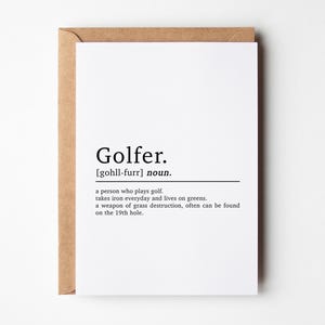 Carte d'anniversaire de golf, Définition de golfeur, Carte d'anniversaire de golf drôle, Carte de golf, Carte de Noël de golf, Cartes de golf pour lui, Carte pour golfeur