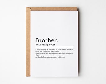 Brother Definition Birthday Card For Him | Birthday Card For Brother | Birthday Card From Sister | Brother Thank You | Best Brother Card