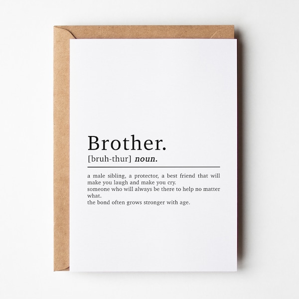 Brother Definition Birthday Card For Him | Birthday Card For Brother | Birthday Card From Sister | Brother Thank You | Best Brother Card