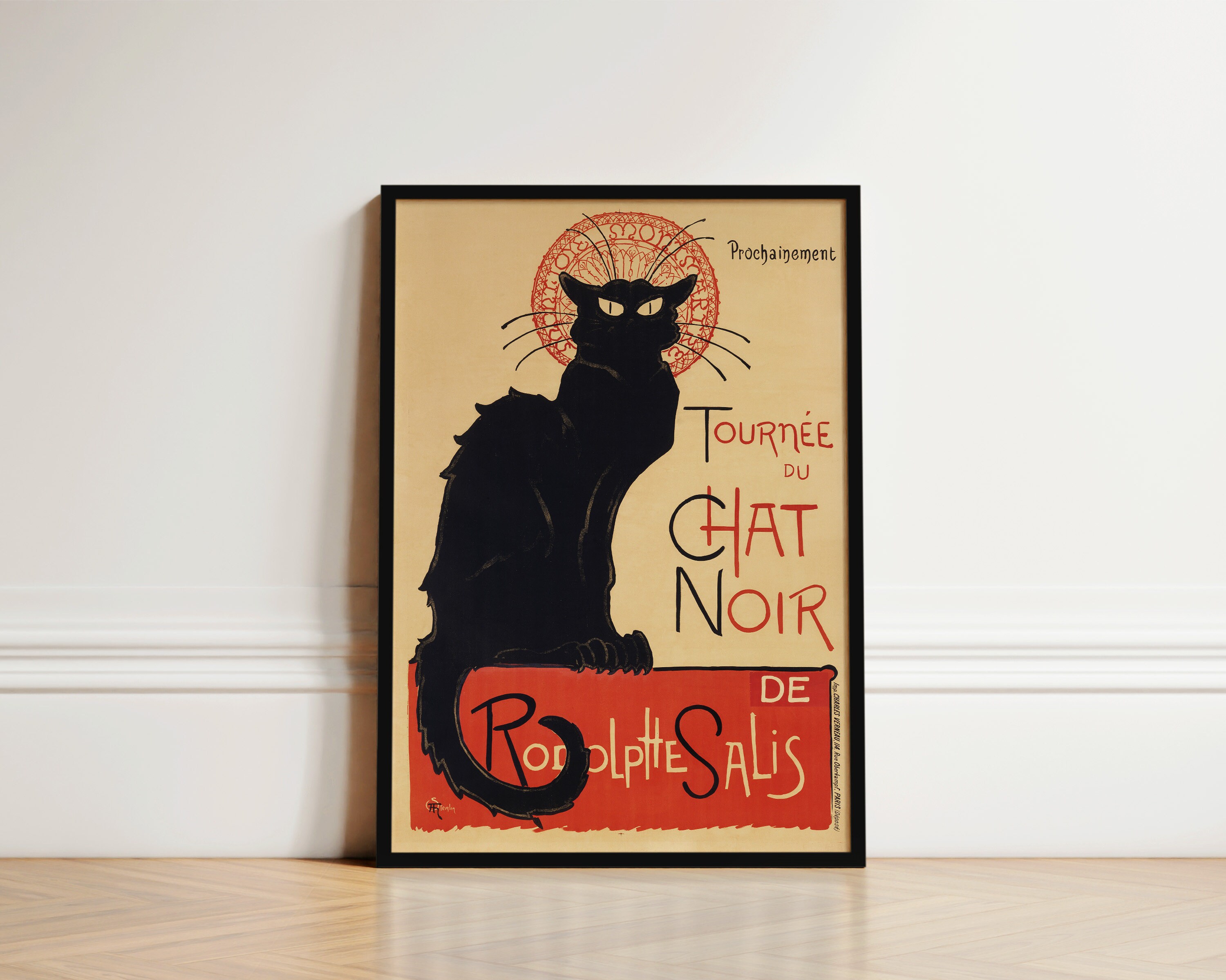 French Black Cat Poster, Chat Noir, Cabaret Poster, Vintage Sign