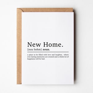 Carte maison neuve, Carte première maison pour couple, Carte définition maison neuve, Carte de pendaison de crémaillère, Cartes emménagement pour amis, Carte nouvelle maison pour famille