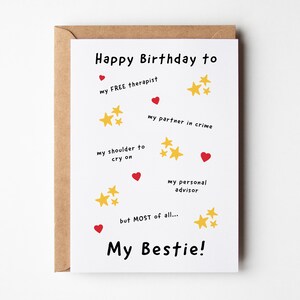 Ma carte d’anniversaire Bestie pour le meilleur ami | Joyeux anniversaire à mon meilleur ami, mon thérapeute, mon partenaire criminel, mon conseiller personnel | Meilleure amie