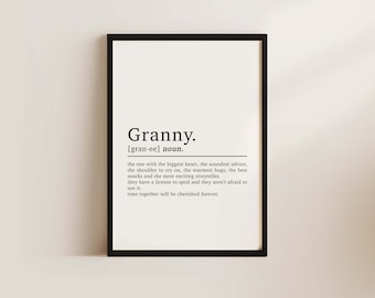 Granny Gift, Granny Definition, Gifts For Granny, Gift For Grandma, Granny Print, Present For Granny, Mothers Day Gift For Granny, For Her