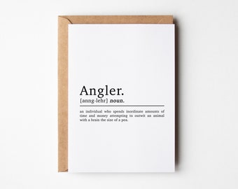 Funny Angler Definition Fishing Birthday Card For Fisherman | Funny Fishing Card | Angling Birthday Card | Card For Angler | Cards For Him