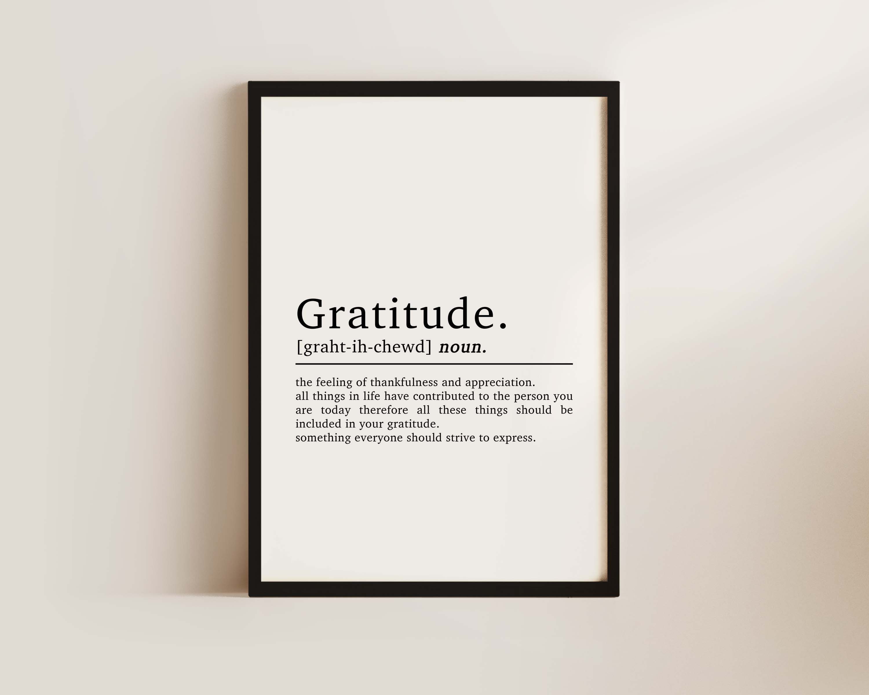 Gratitude Definition Inspirational Quotes Prints, Motivational Prints, Inspirational Wall Art, Positive Prints, Gratitude Print, Office Art