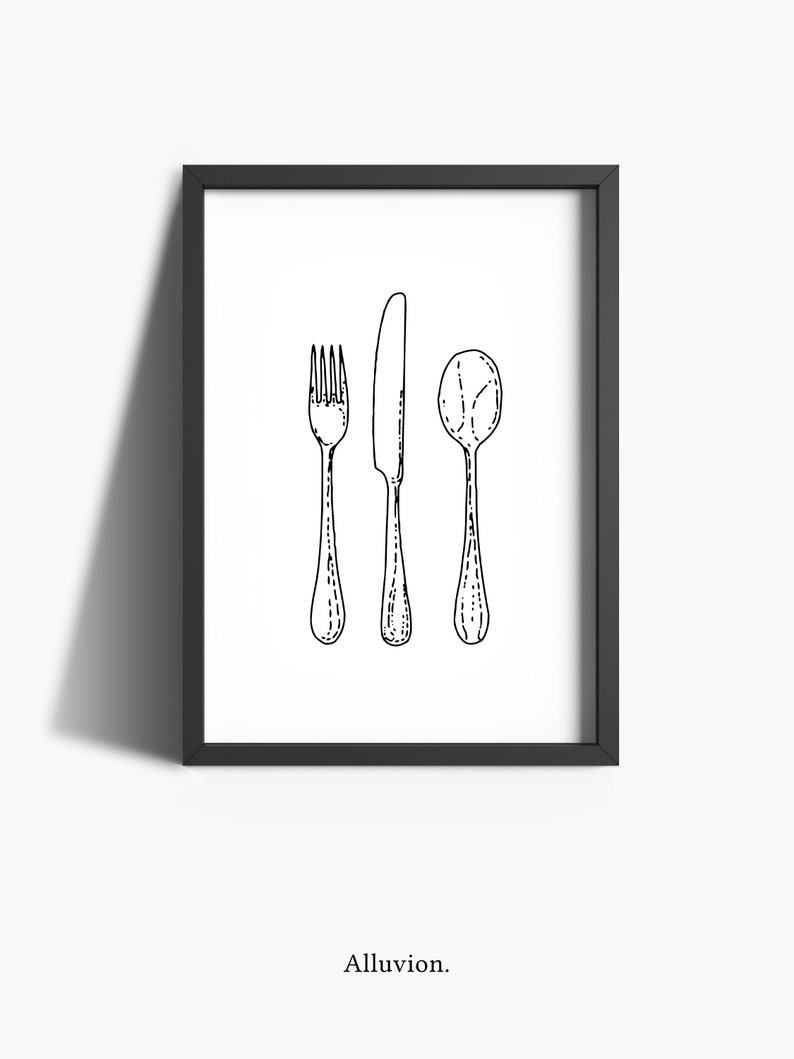 Kitchen Line Art Kitchen Prints Home Decor Kitchen Art Etsy