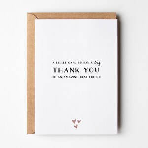 Carte de remerciement meilleure amie, carte de remerciement pour meilleur ami, carte de remerciement Bestie, jolie carte de remerciement pour elle, carte de remerciement simple ami