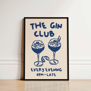 Impresión de cocina de Gin Club, impresión de ginebra, póster de cocina, impresión de cocina con cita de ginebra, regalo de ginebra, regalos para amantes de la ginebra, DESCARGA DIGITAL, A3