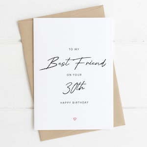 à mon meilleur ami pour vos 30 ans | Carte d'anniversaire meilleur ami | 30e anniversaire | Carte d'anniversaire d'un ami | Bonne trentième carte | Le 30 pour elle