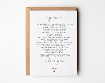 Mothers Day Card With Poem, Mothers Day Poem, Mothers Day Card, Mum Birthday Card, First Mothers Day Card, Happy Mother's Day Card, For Mum